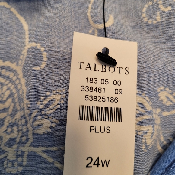 NWT Talbots Maxi Dress,  Blue Paisley Floral Flowy Drawstring Waist Size 24W - Picture 4 of 8